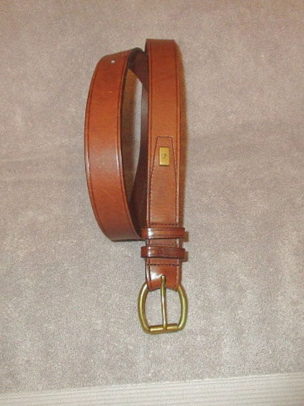 Ralph Lauren Leather Belt Mens XL Brass Buckle Brown Old Money Minimalist Preppy